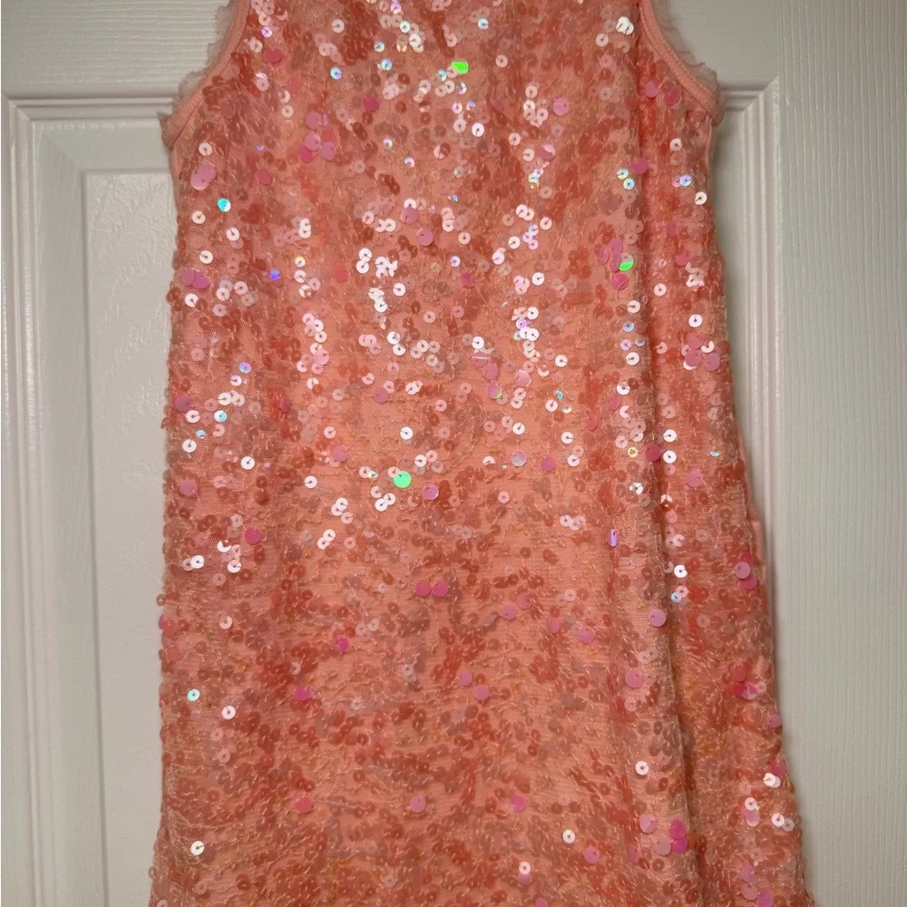 Gap Kids Peach Colored Sequin Dress Size 8 Y2K Sleeveless Party 2000s EUC Summer